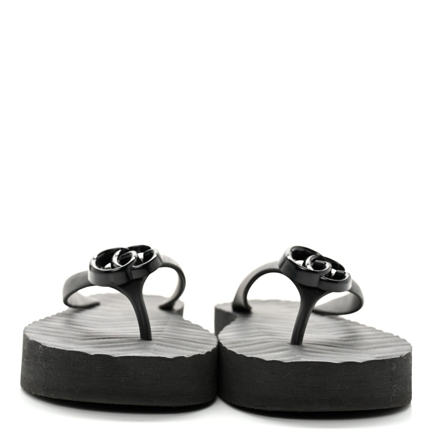 Rubber Chevron Womens GG Thong Sandals 42 Black