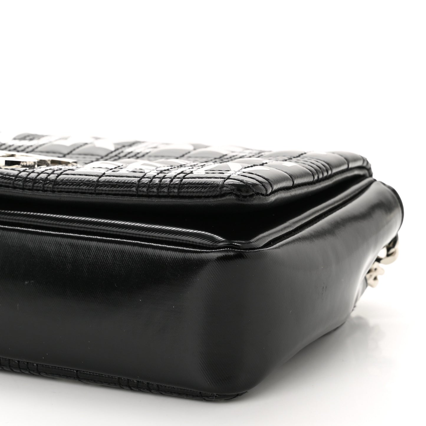 Patent Quilted Horseferry Print Small Lola Bag Black