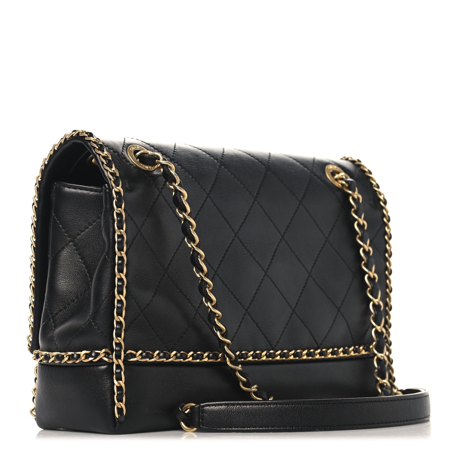 Chanel Calfskin Stitched Chain Flap Black 3 of 11