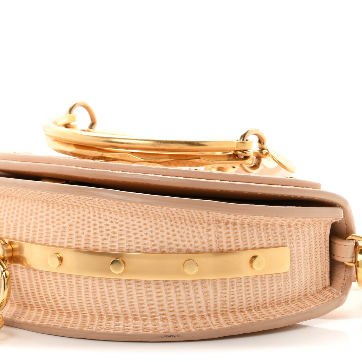 Chloe Calfskin Lizard Embossed Nile Bracelet Minaudiere Bag Pink 11 of 11
