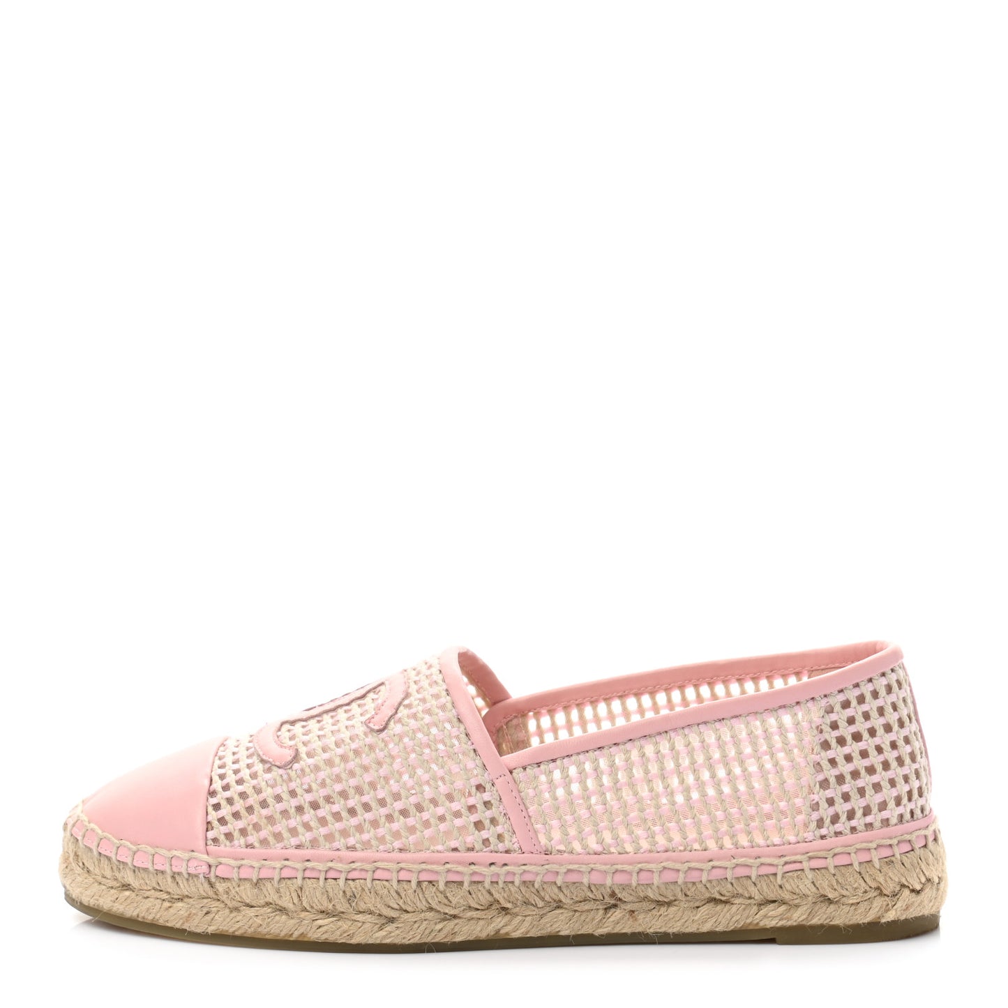 Mesh Lambskin CC Espadrilles 40 Light Pink Beige