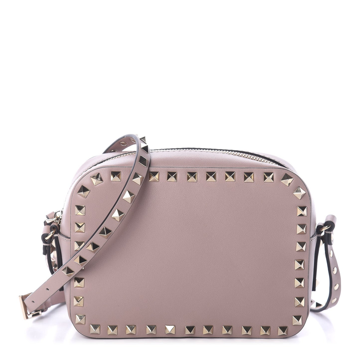Calfskin Rockstud Camera Crossbody Bag Poudre