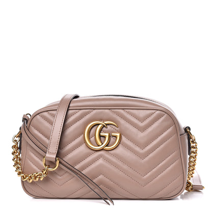 Gucci Calfskin Matelasse Small GG Marmont Chain Shoulder Bag Taupe 1 of 10