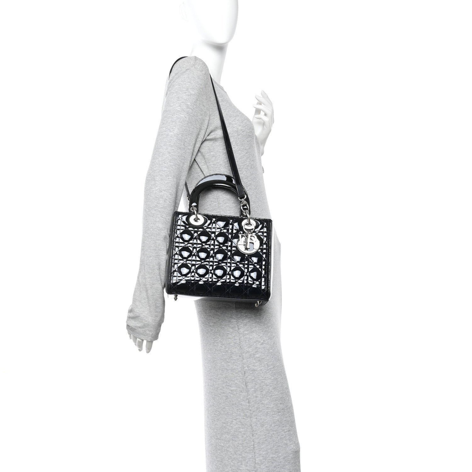 Christian Dior Patent Cannage Medium Lady Dior Navy Blue 2 of 9