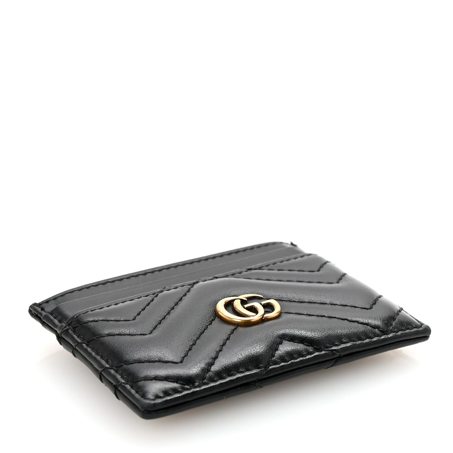 Calfskin Matelasse GG Marmont Card Holder Black