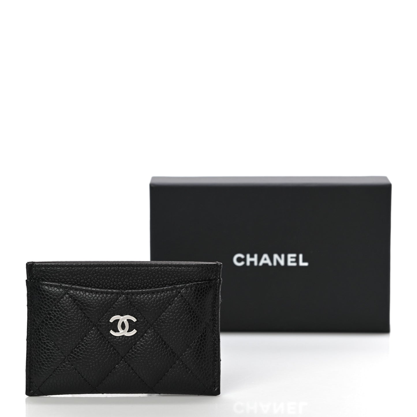 Caviar Quilted Card Holder Black