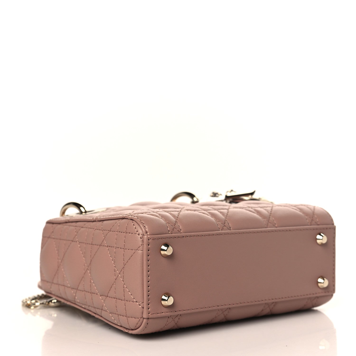 Christian Dior Lambskin Cannage Mini Lady Dior Rose De Vents 4 of 10