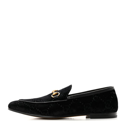 Gucci Velvet GG Monogram Horsebit Mens Jordaan Loafers 10 Black 1 of 8