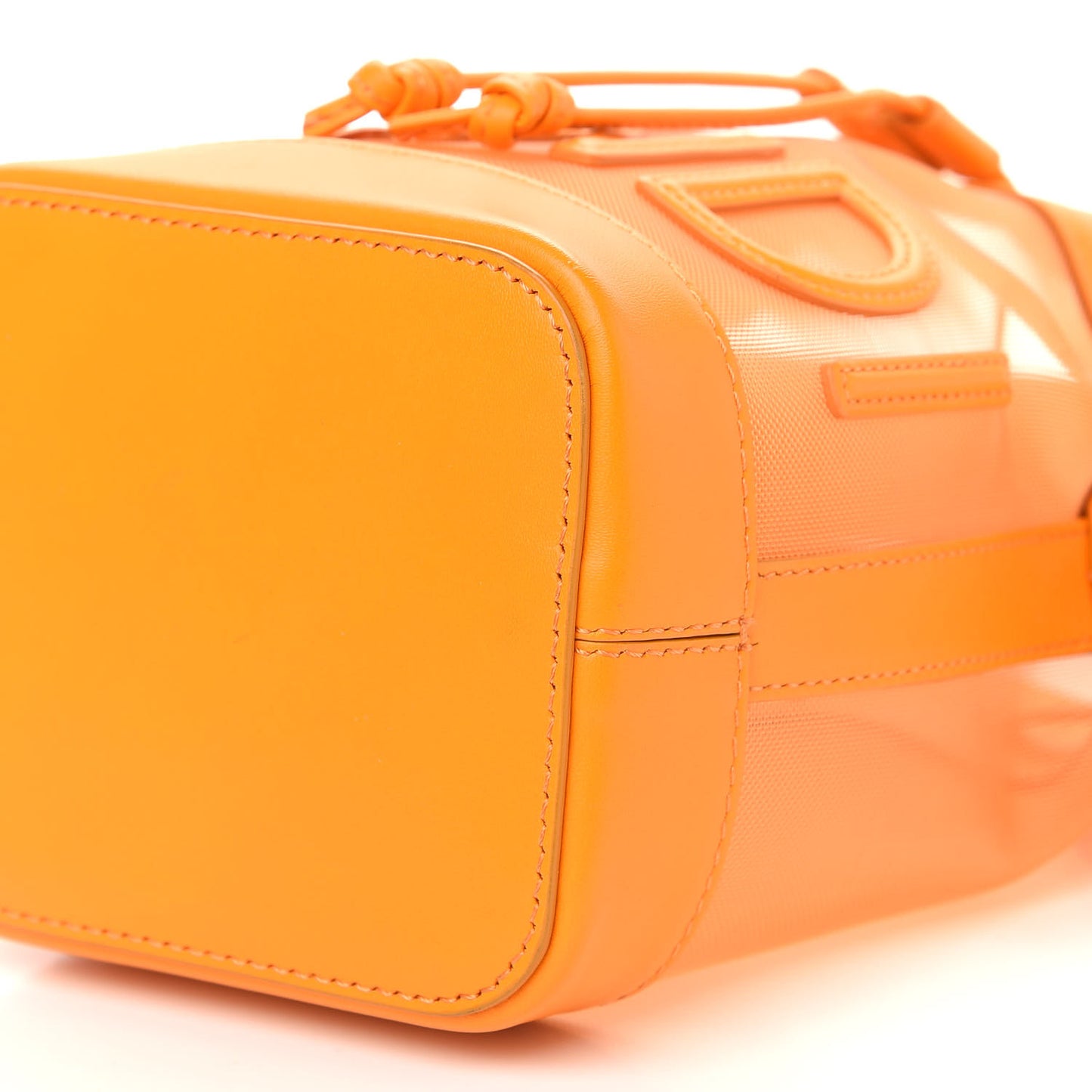 Mesh Vitello King F is Fendi Logo Embroidered Mini Mon Tresor Bucket Bag Aranciata Clementime