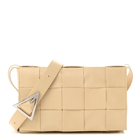 Paper Calfskin Maxi Intrecciato Cassette Crossbody Bag Porridge