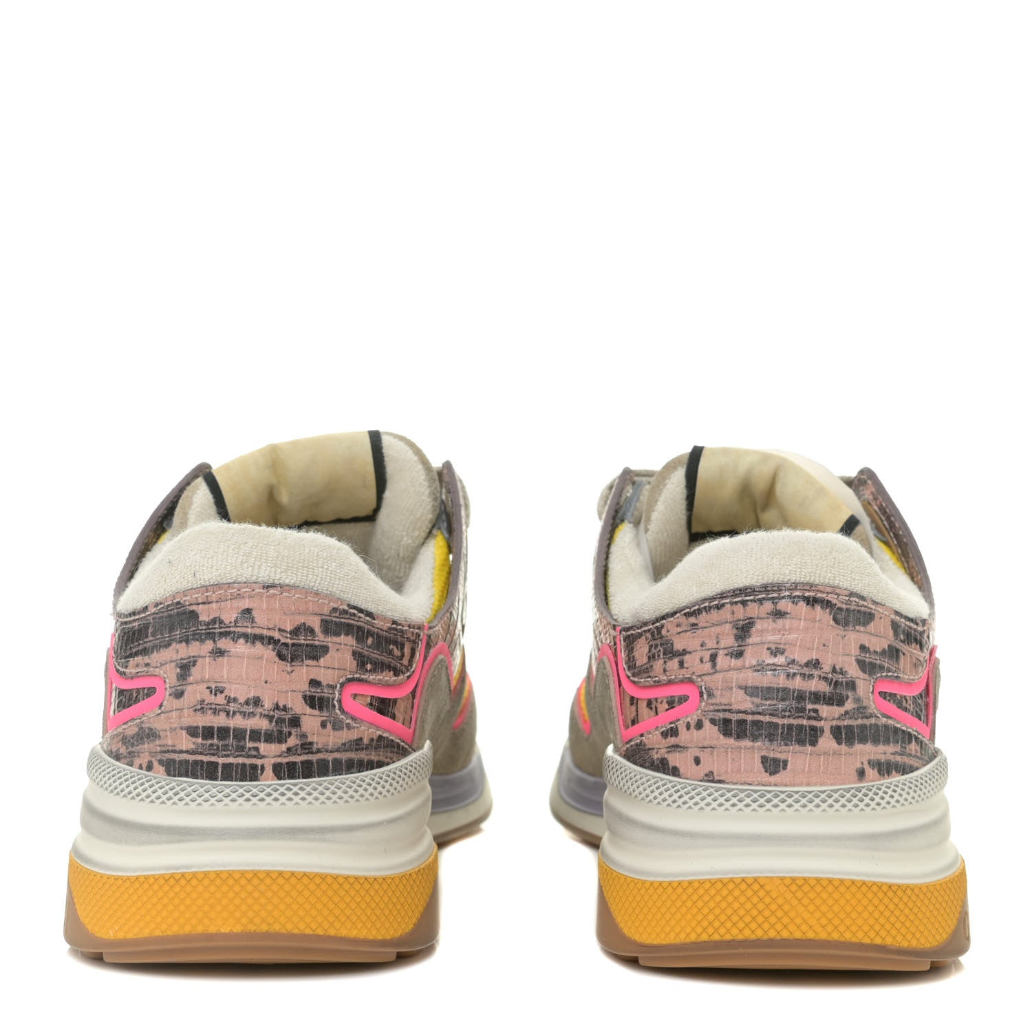 Gucci Suede Calfskin Tejus Printed Womens Ultrapace Sneakers 36 Pink Silver Oatmeal Yolk 4 of 11