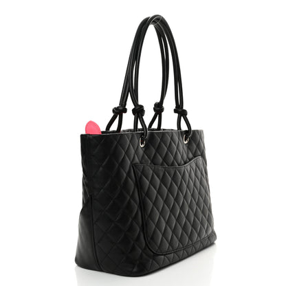 Chanel Calfskin Quilted Large Cambon Tote Black White 3 of 16