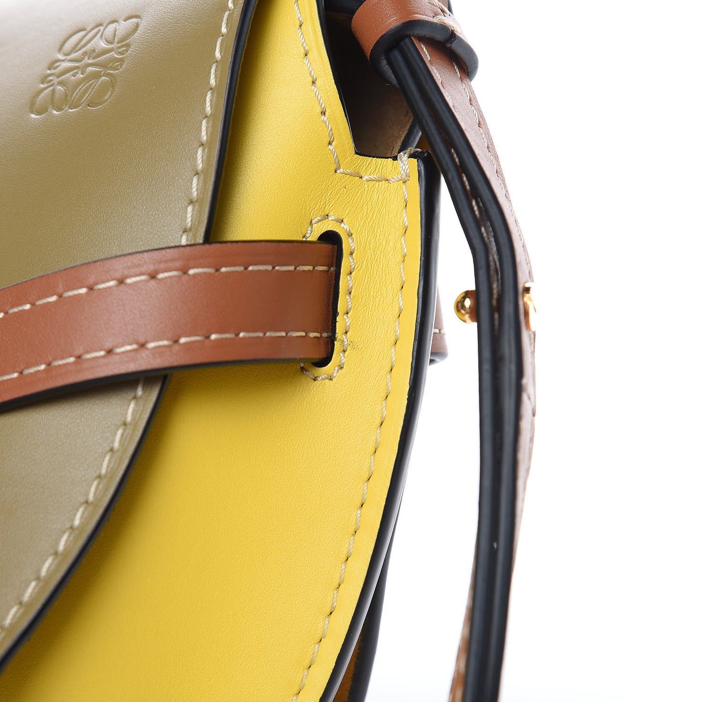 Calfskin Small Gate Crossbody Bag Mocca Yellow Pecan