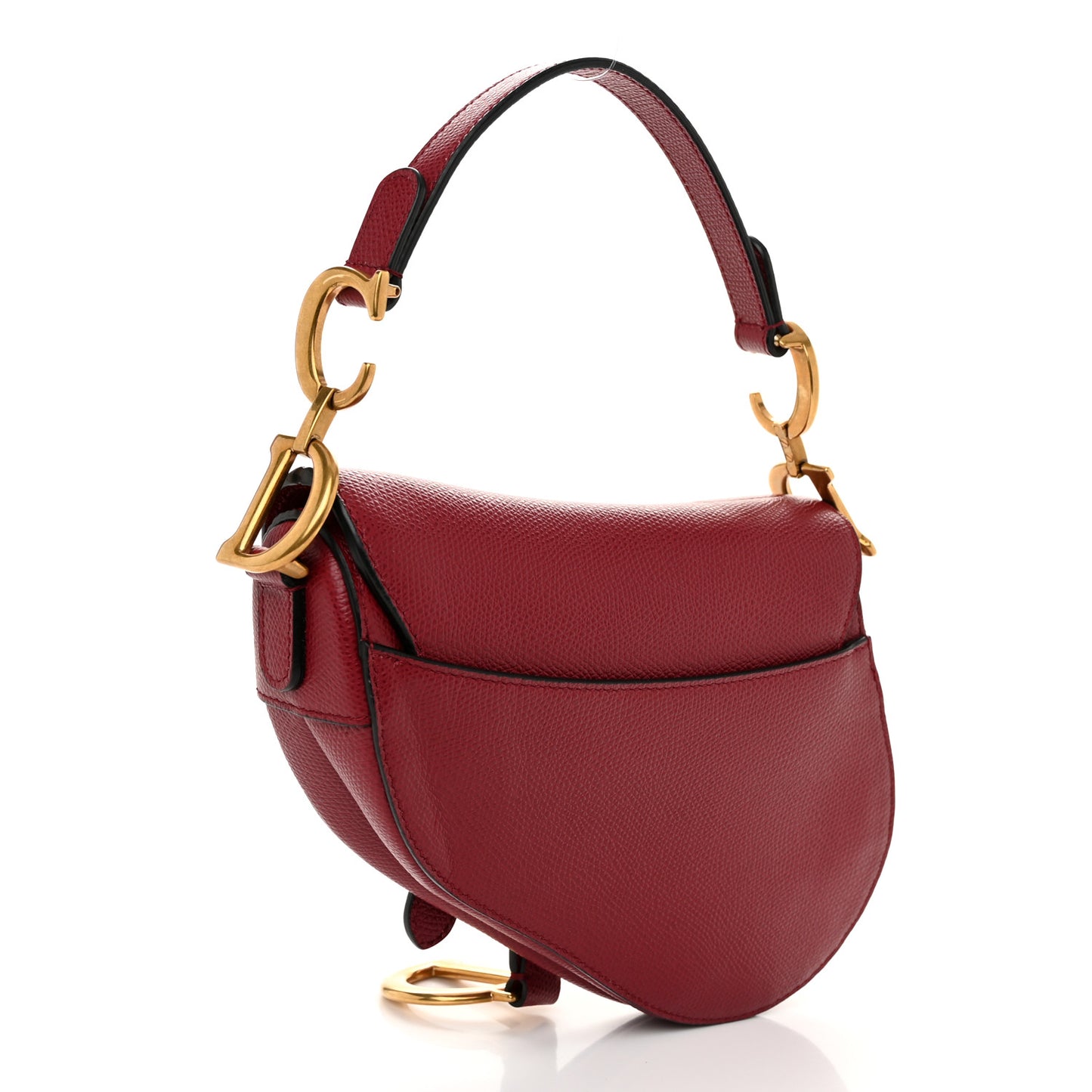 Grained Calfskin Mini Saddle Bag Red