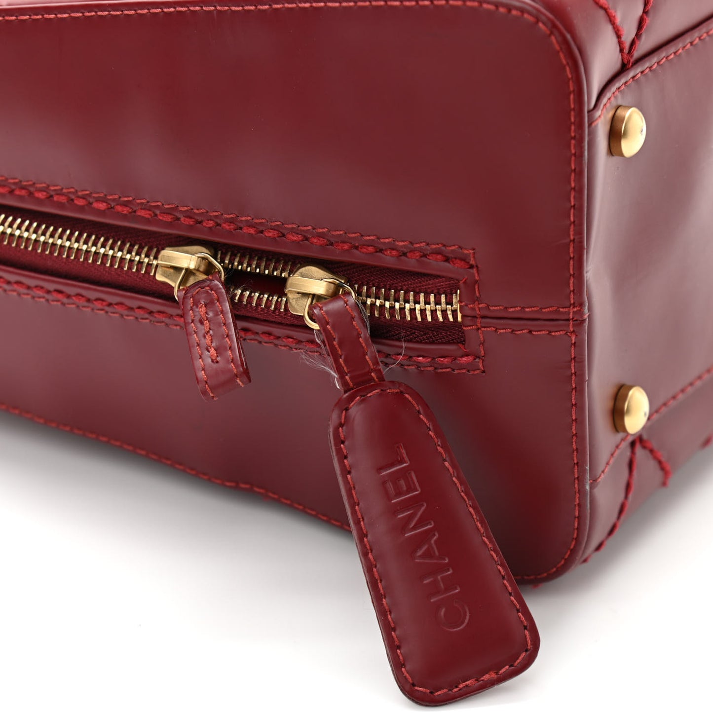 Calfskin Stitch Surpique Bowler Red