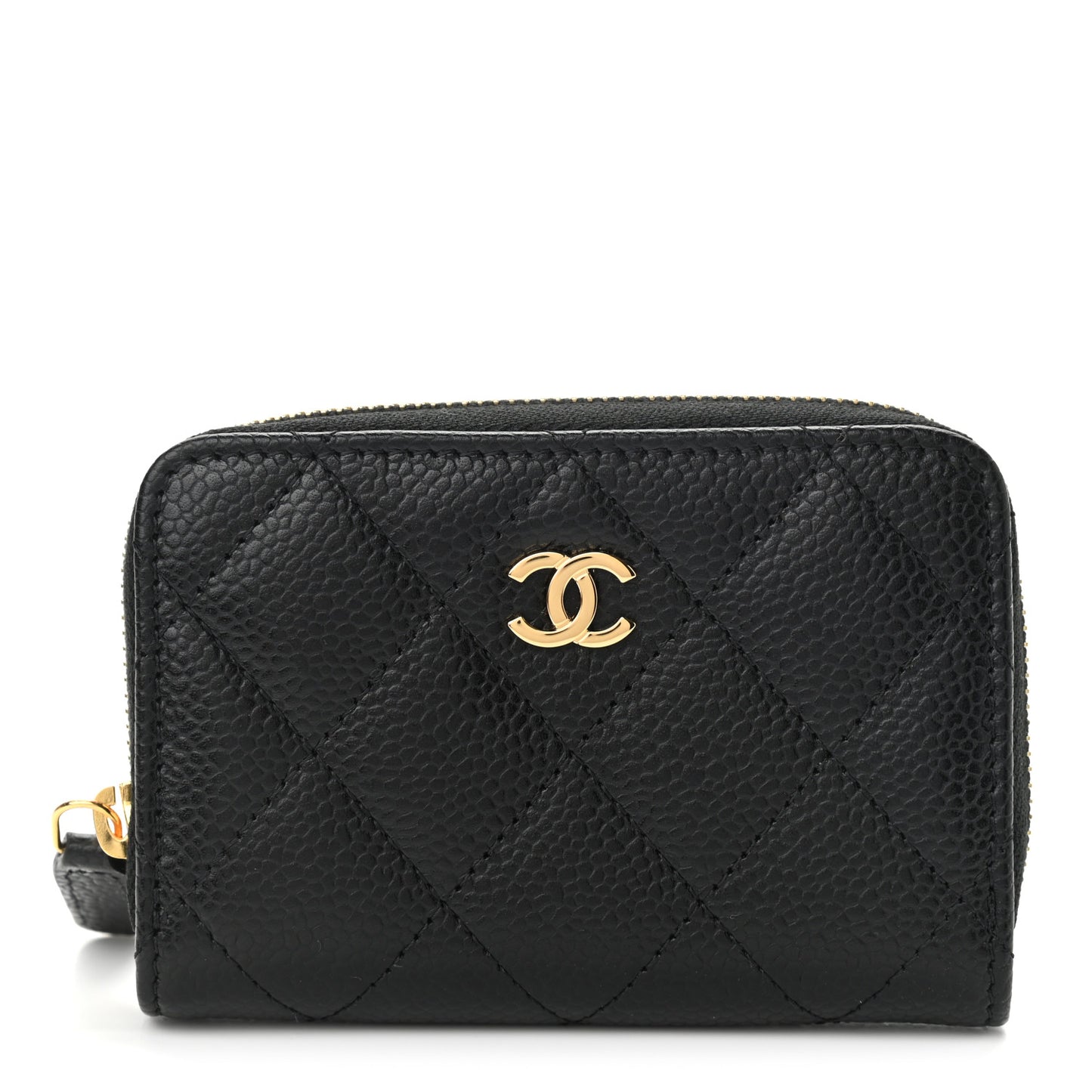 Caviar Quilted Classic Zipped Coin Purse Black
