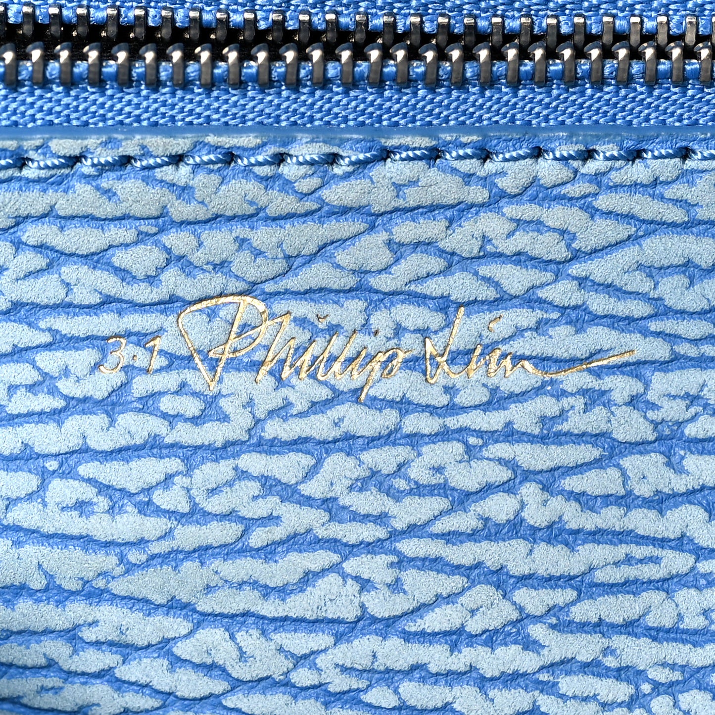 Textured Calfskin Mini Pashli Satchel Blue Ivory