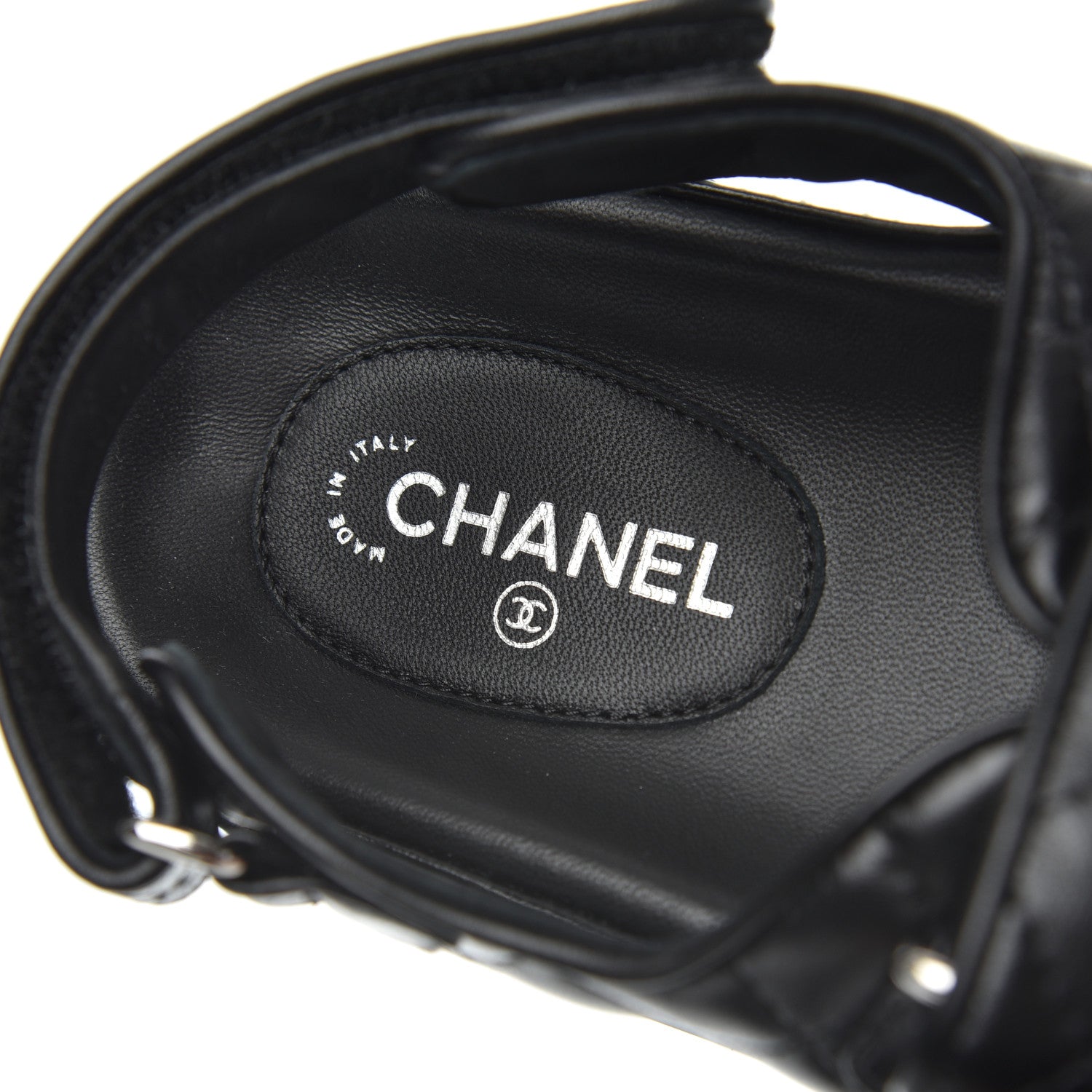 Chanel Lambskin Velcro Dad Sandals 39 Black 6 of 9