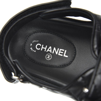 Chanel Lambskin Velcro Dad Sandals 39 Black 6 of 9