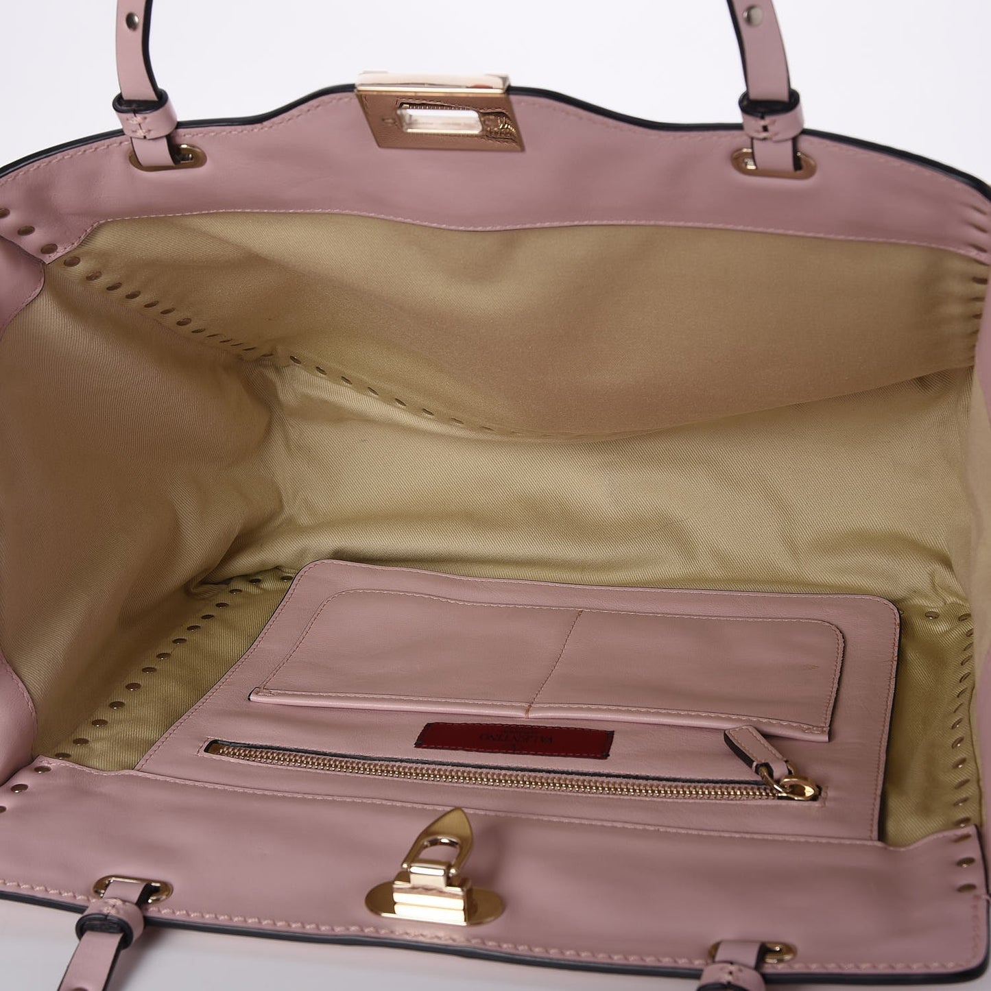 Vitello Medium Rockstud Tote Water Rose