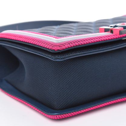 Chanel Canvas Quilted Medium Fluo Boy Flap Dark Navy Fuchsia Grey 8 of 10