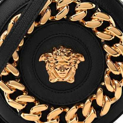Versace Calfskin Mini La Medusa Chain Round Crossbody Bag Black 7 of 10