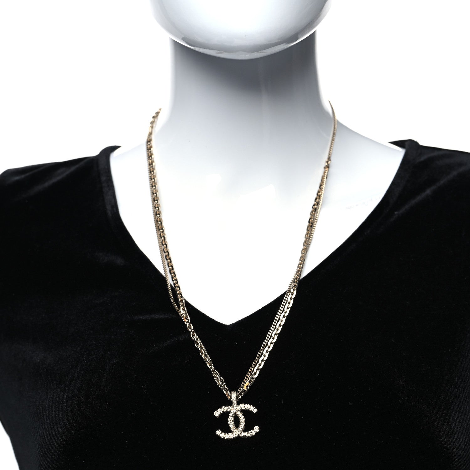 Chanel Crystal CC Multi Strand Chain Necklace Gold 2 of 5