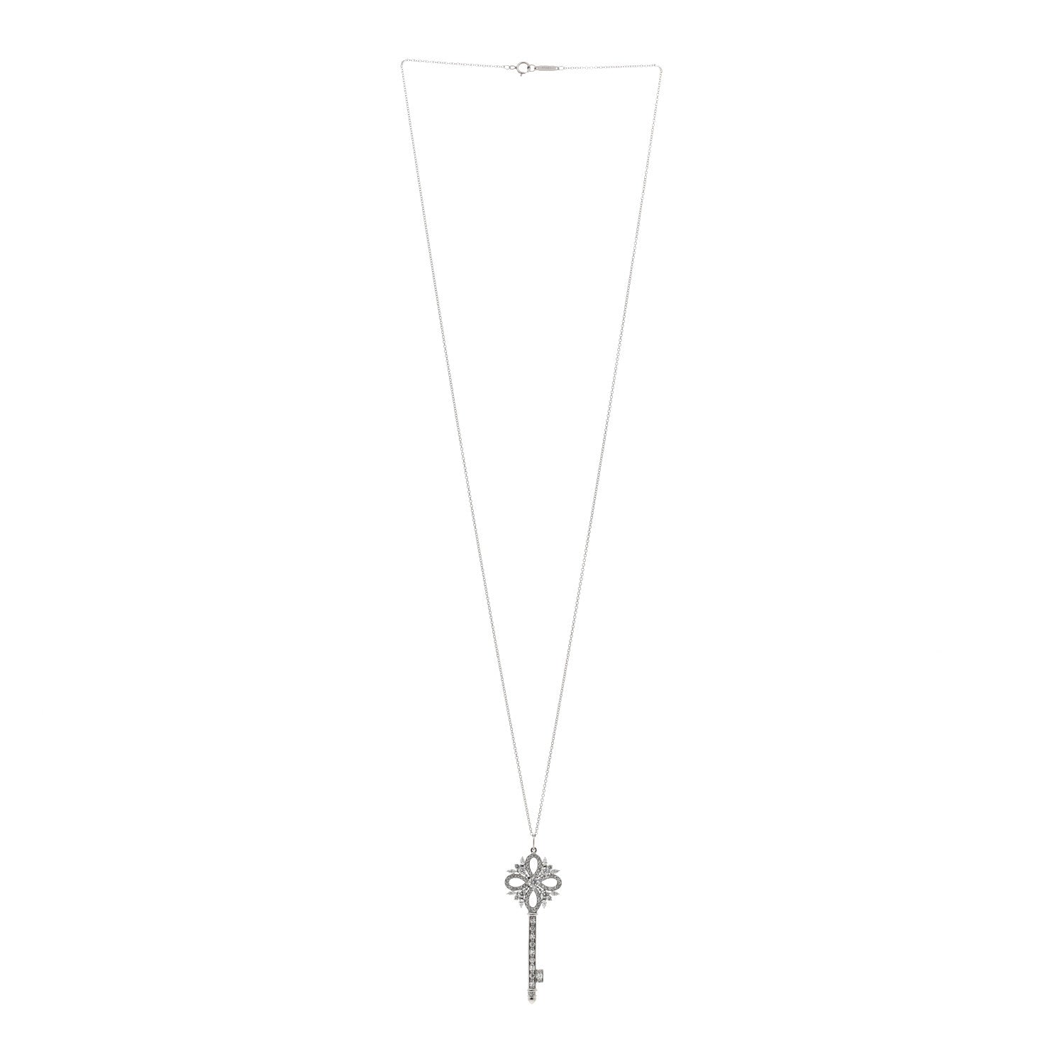 Tiffany Platinum Diamond Victoria Key Pendant Necklace 24" 3 of 4