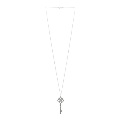 Tiffany Platinum Diamond Victoria Key Pendant Necklace 24" 3 of 4