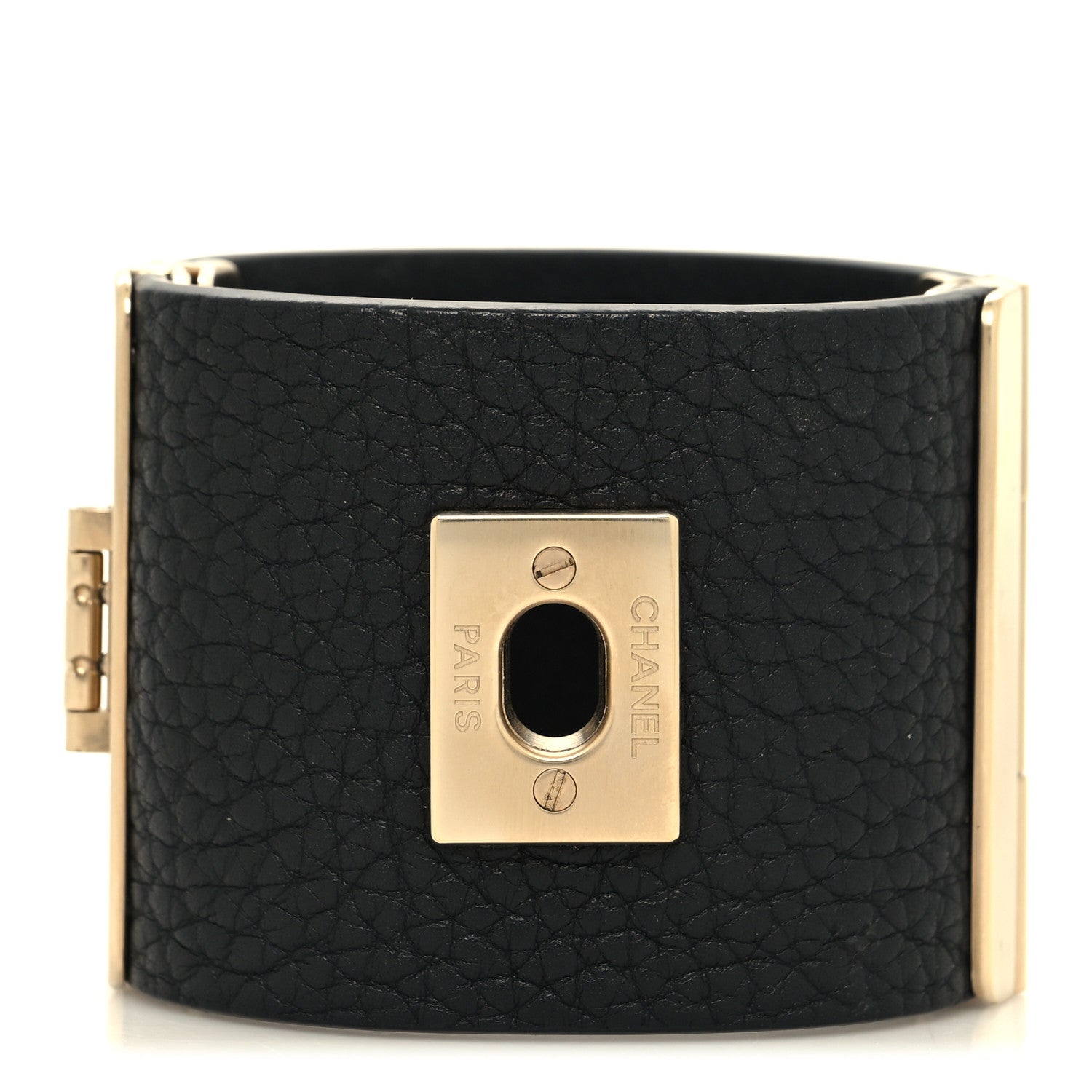 Chanel Calfskin CC Wide Cuff S Black 1 of 7