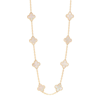 Van Cleef & Arpels 18K Yellow Gold Mother of Pearl 20 Motifs Vintage Alhambra Necklace 1 of 6