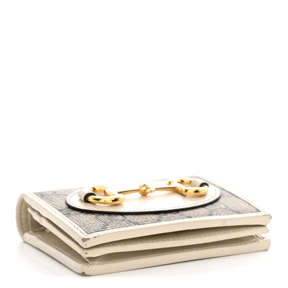 Gucci GG Supreme Monogram Azalea Calfskin Horsebit 1955 Card Case Wallet Beige Ebony Mystic White 4 of 14