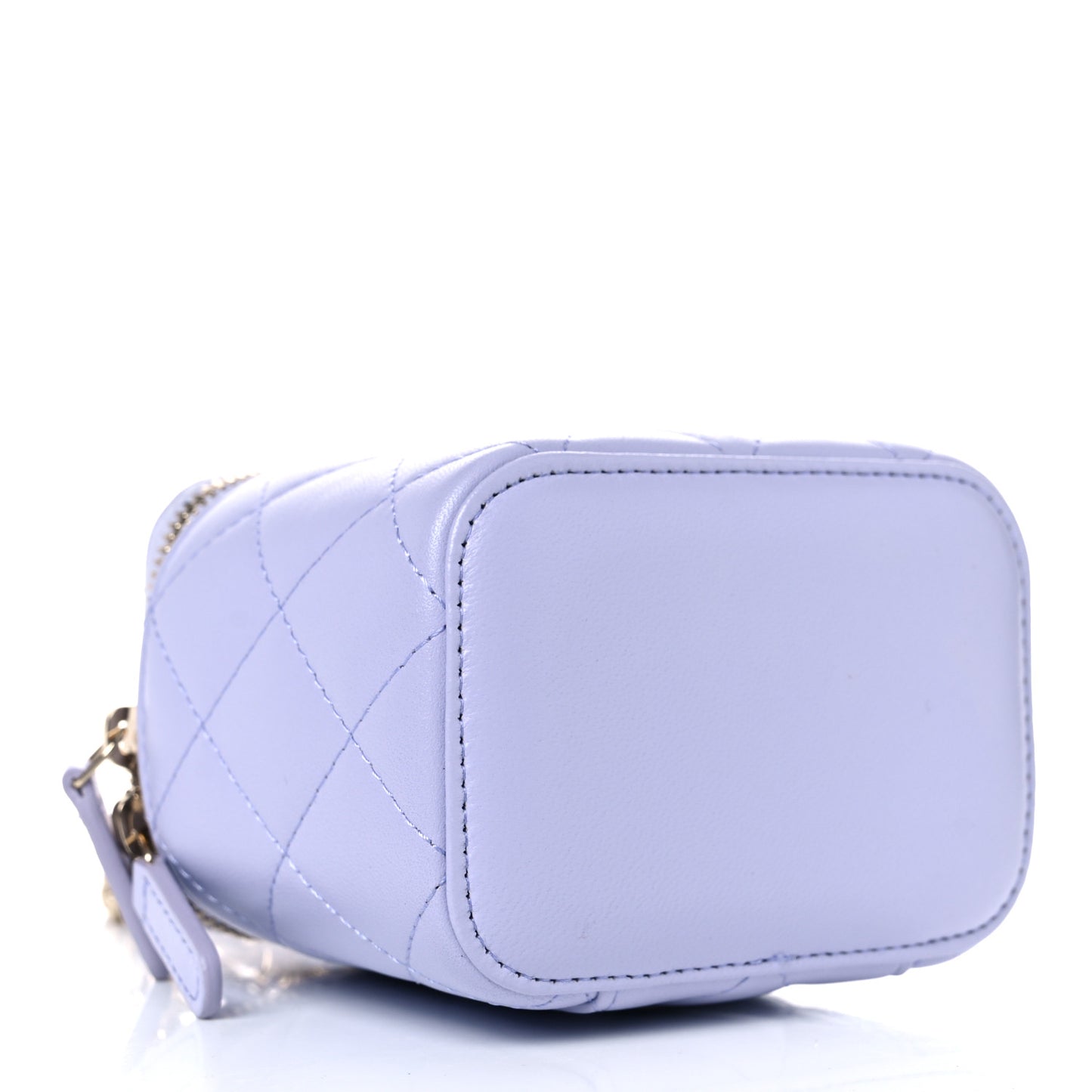 Lambskin Quilted Top Handle Mini Vanity Case With Chain Light Purple