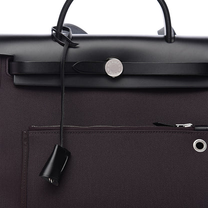 Hermes Military Toile Vache Hunter Herbag Zip PM 31 Prune Black 6 of 11