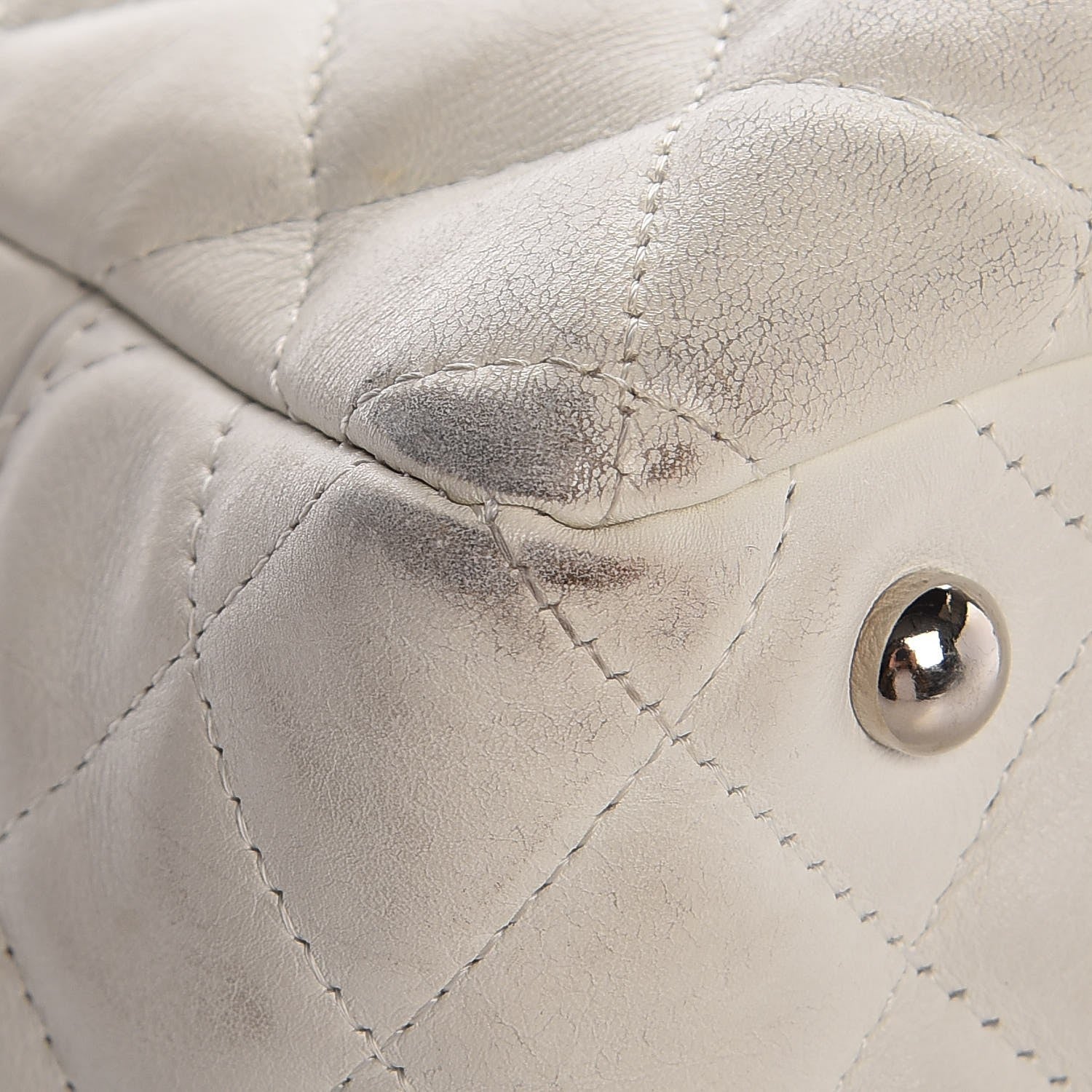 Chanel Calfskin Python Quilted Large Cambon Bowler White 14 of 26
