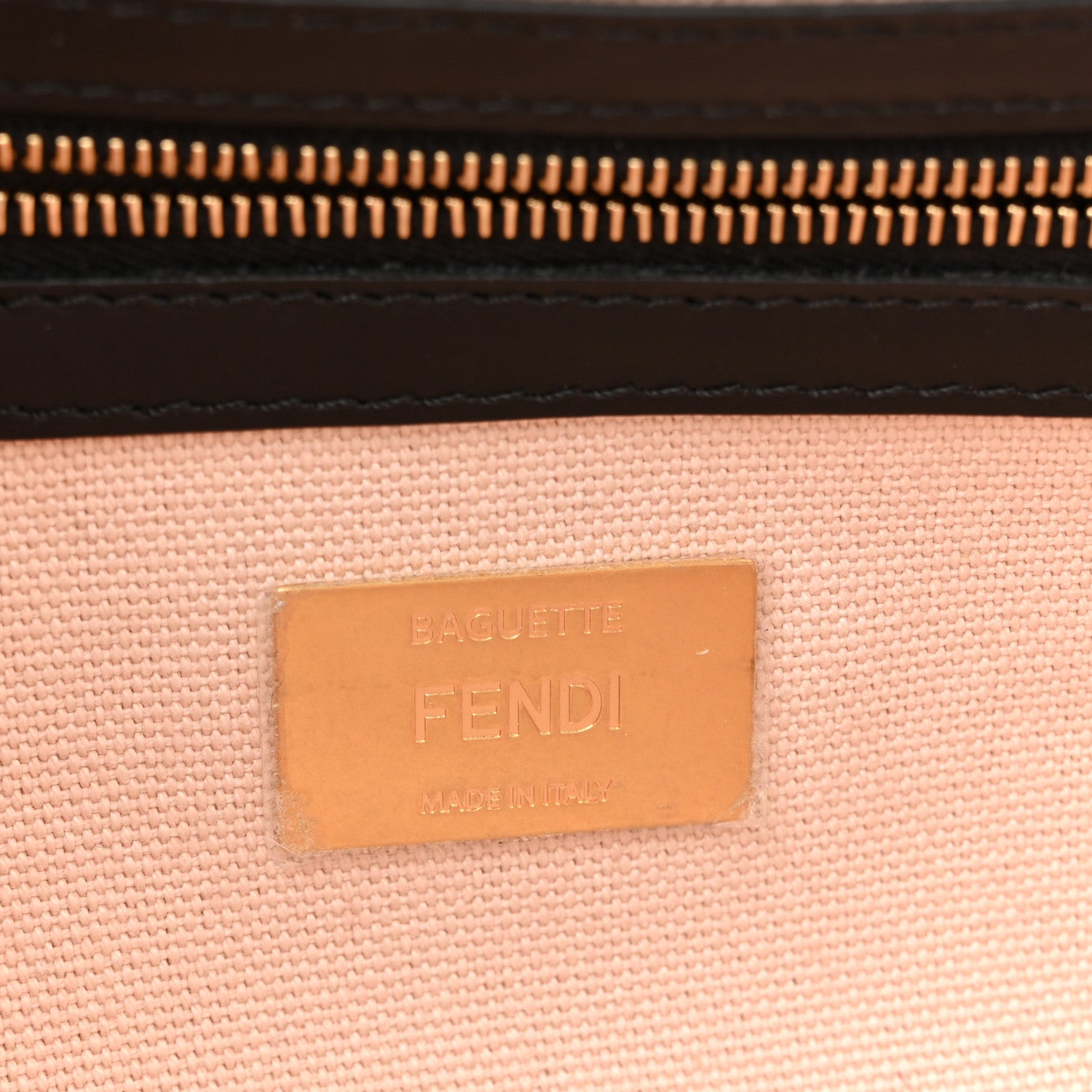 Fendi Canvas Vitello King FF Embroidered Baguette Rosa Quarzo Black 6 of 10