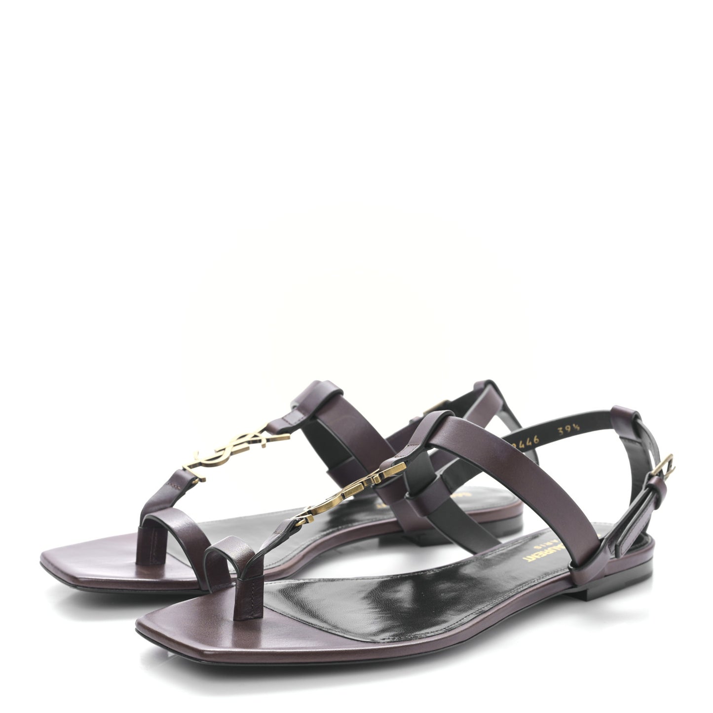 Calfskin Cassandra Monogram Sandals 39.5 Brown
