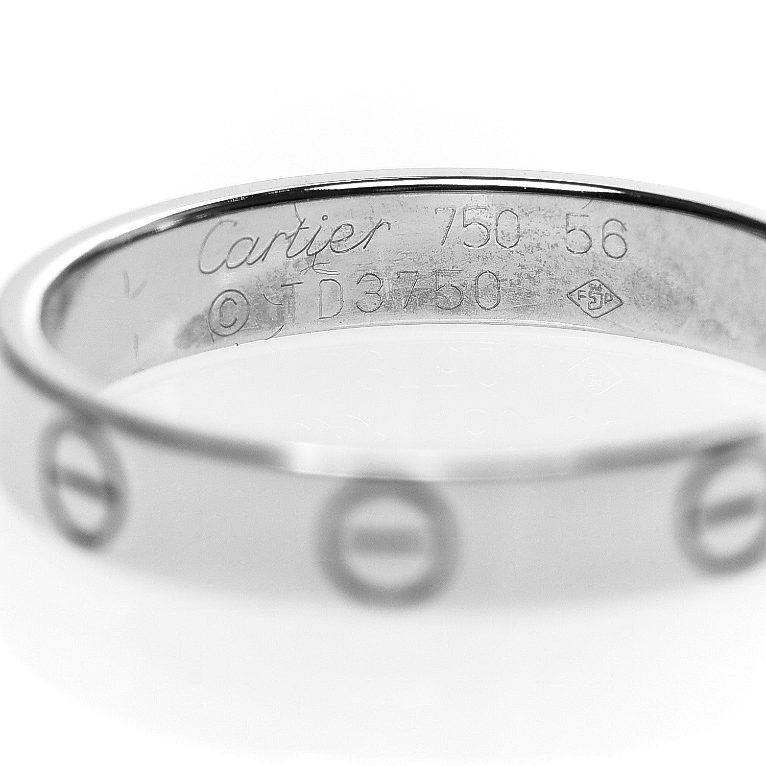Cartier 18K White Gold 3.5mm LOVE Wedding Band Ring 56 7.5 3 of 5