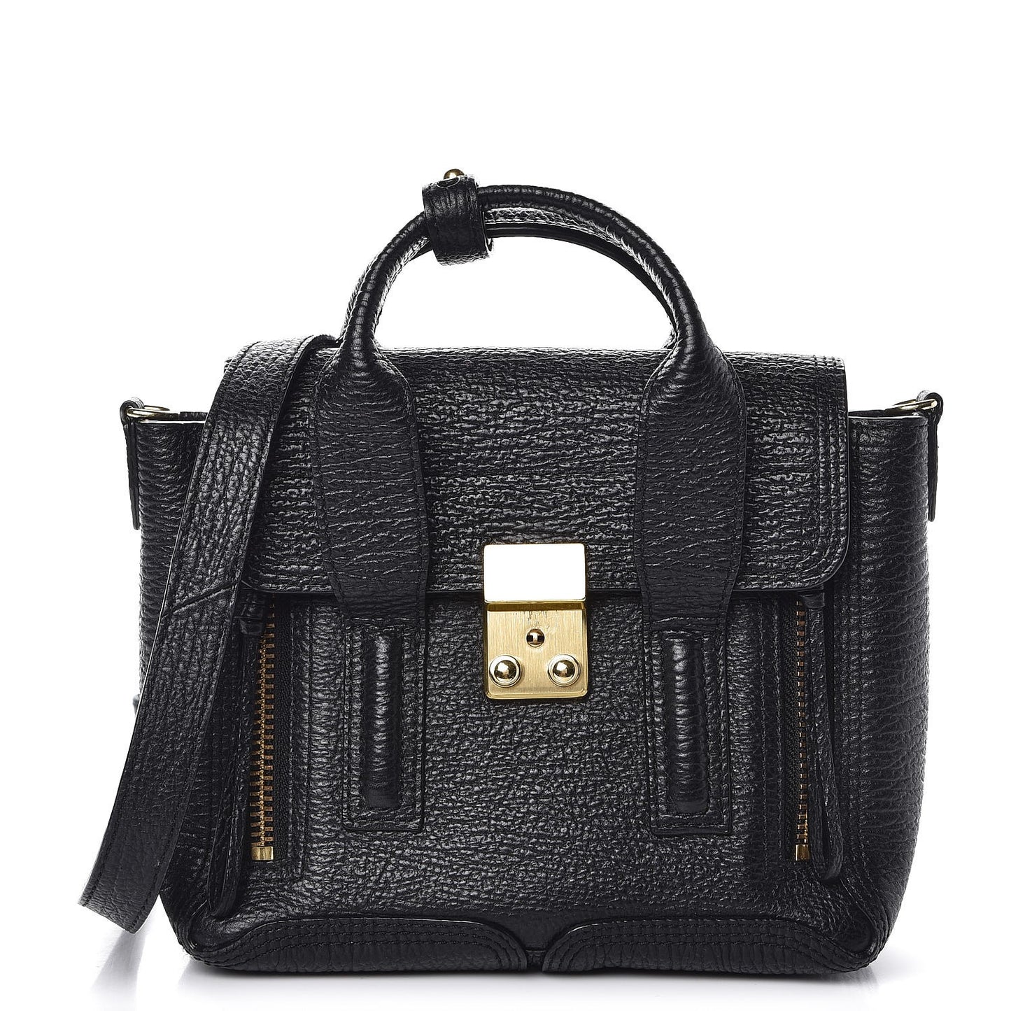 3.1 Textured Calfskin Mini Pashli Satchel Black