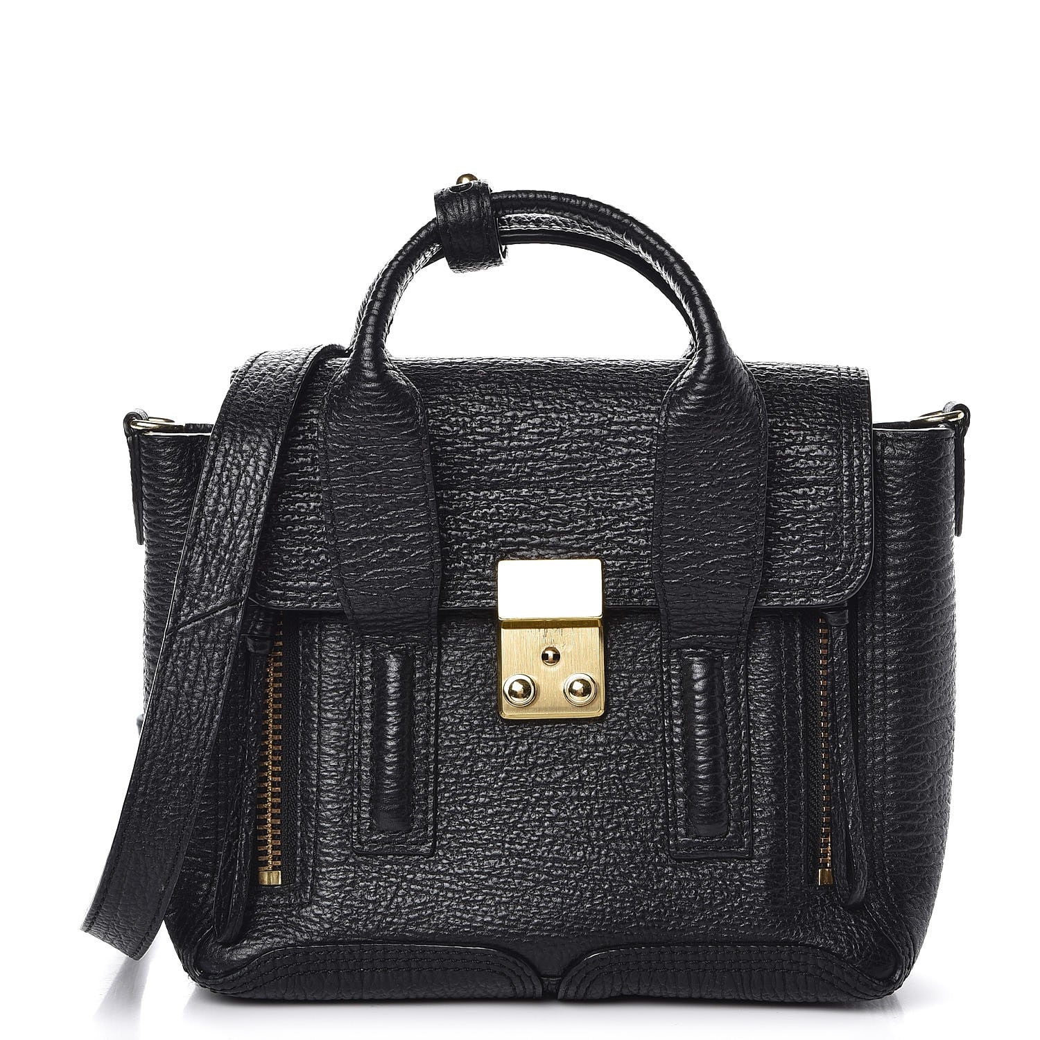 3.1 Phillip Lim 3.1 Textured Calfskin Mini Pashli Satchel Black 1 of 7