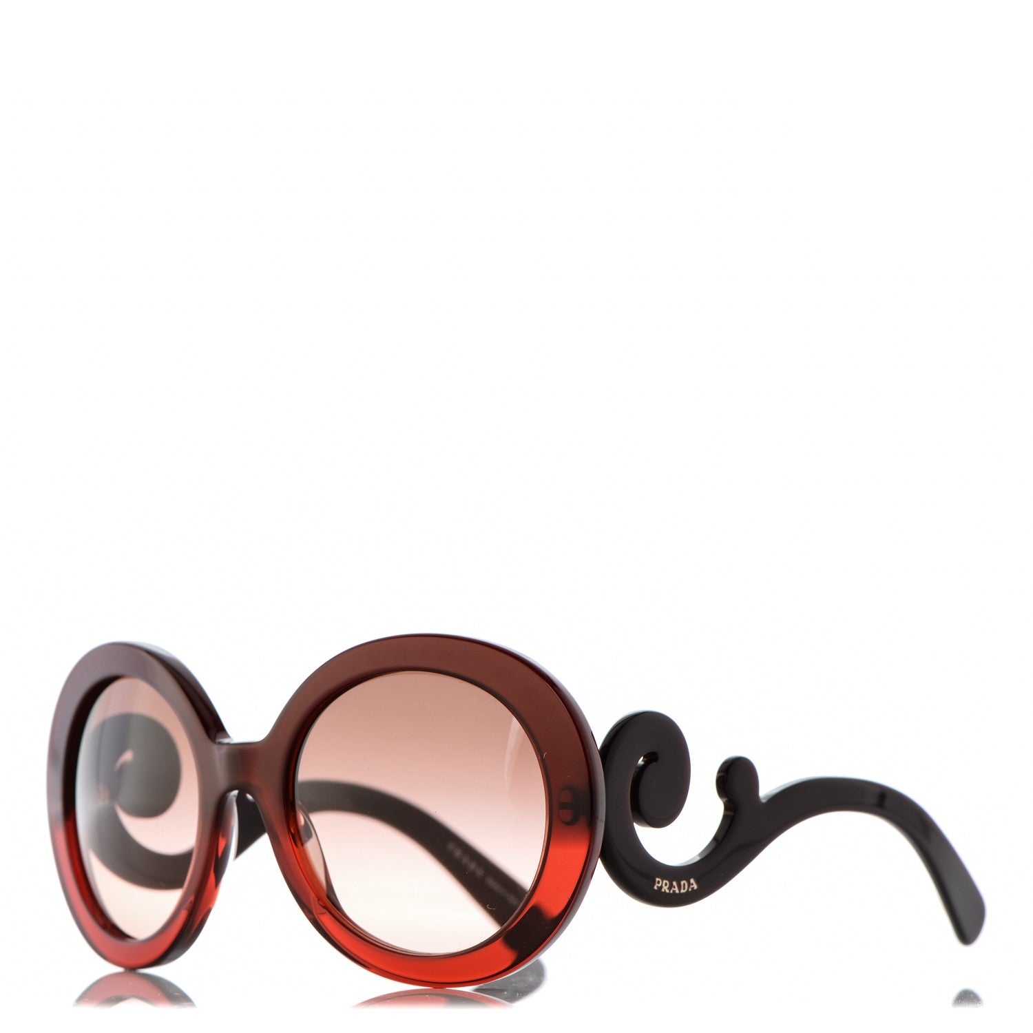 Prada Round Baroque Sunglasses SPR 27N Burgundy 1 of 9