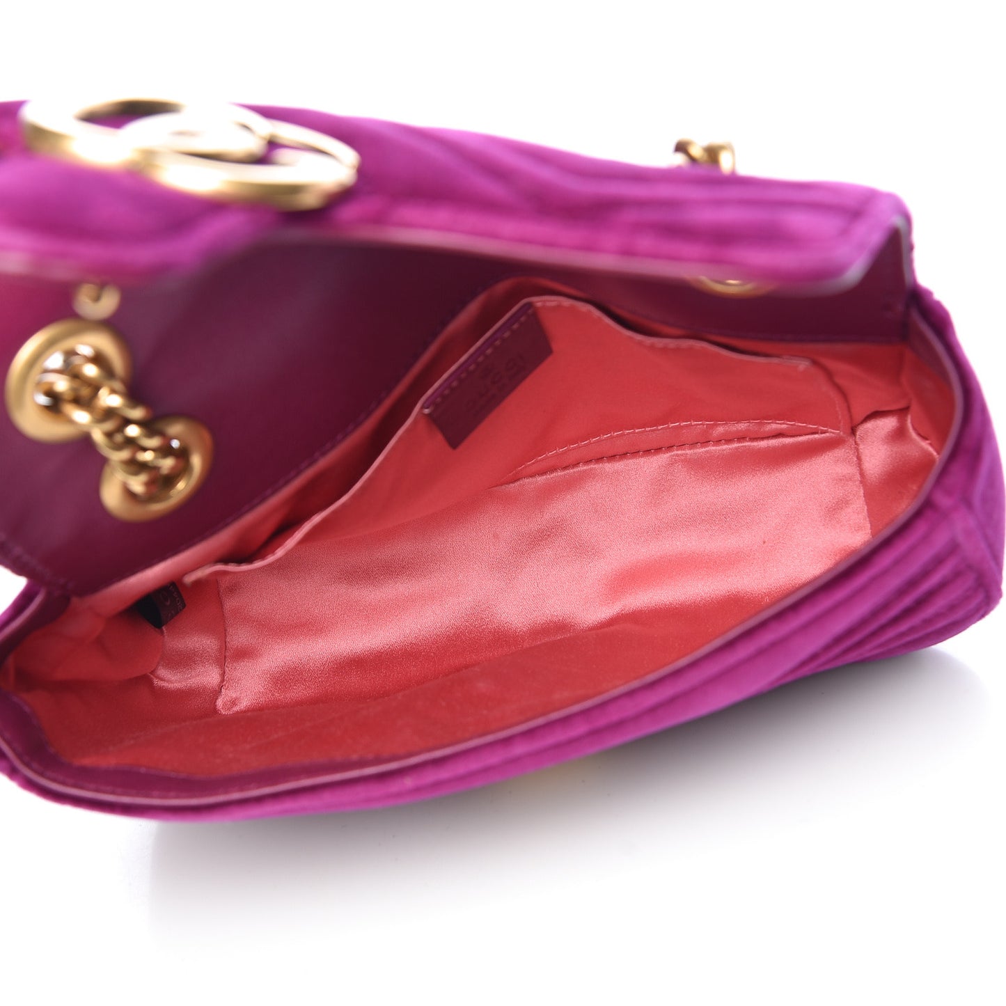 Velvet Matelasse Mini GG Marmont Shoulder Bag Fuchsia Violet Cyclamen