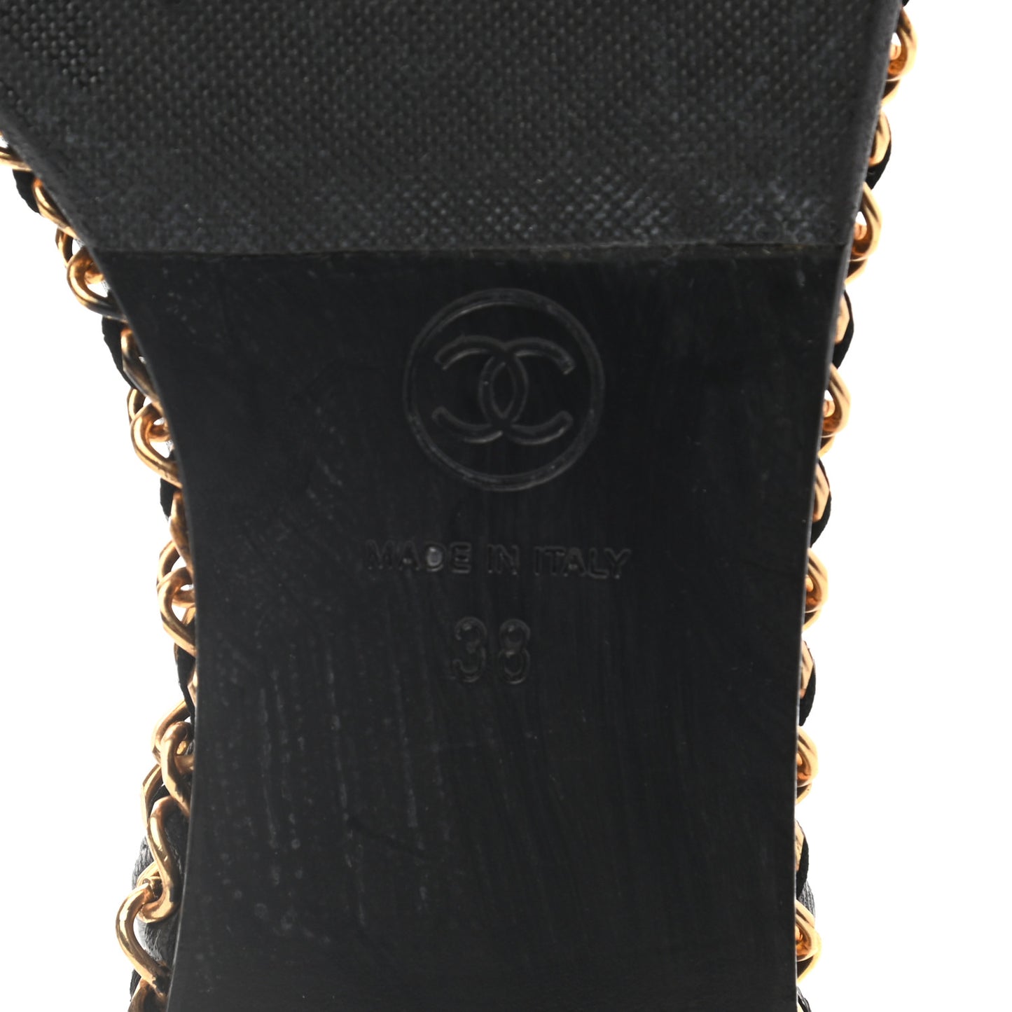 Lambskin Chain Thong Sandals 38 Black