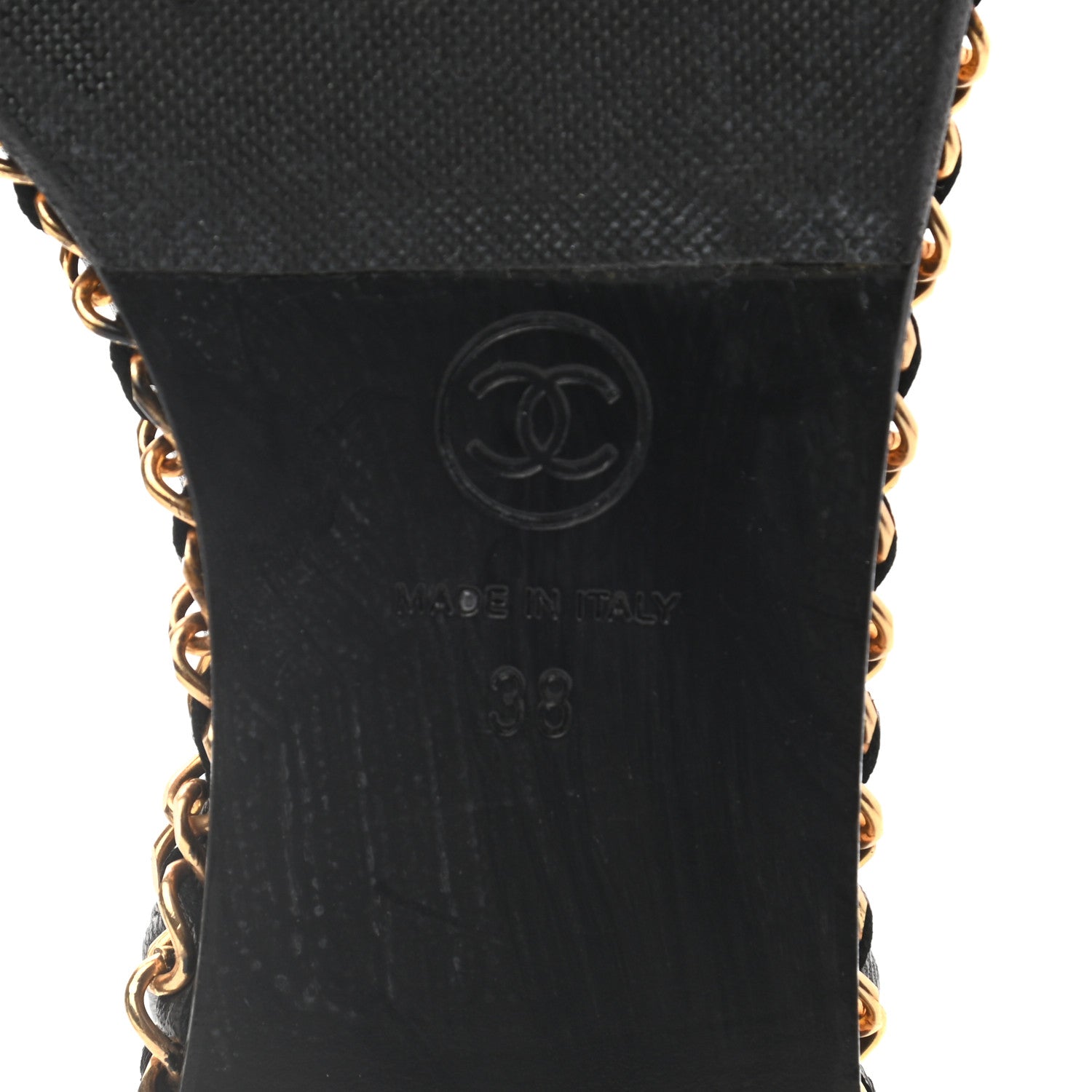 Chanel Lambskin Chain Thong Sandals 38 Black 6 of 7
