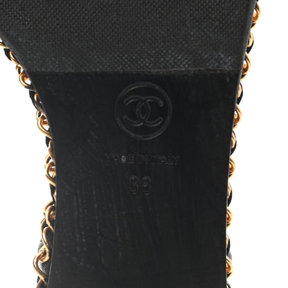 Chanel Lambskin Chain Thong Sandals 38 Black 6 of 7
