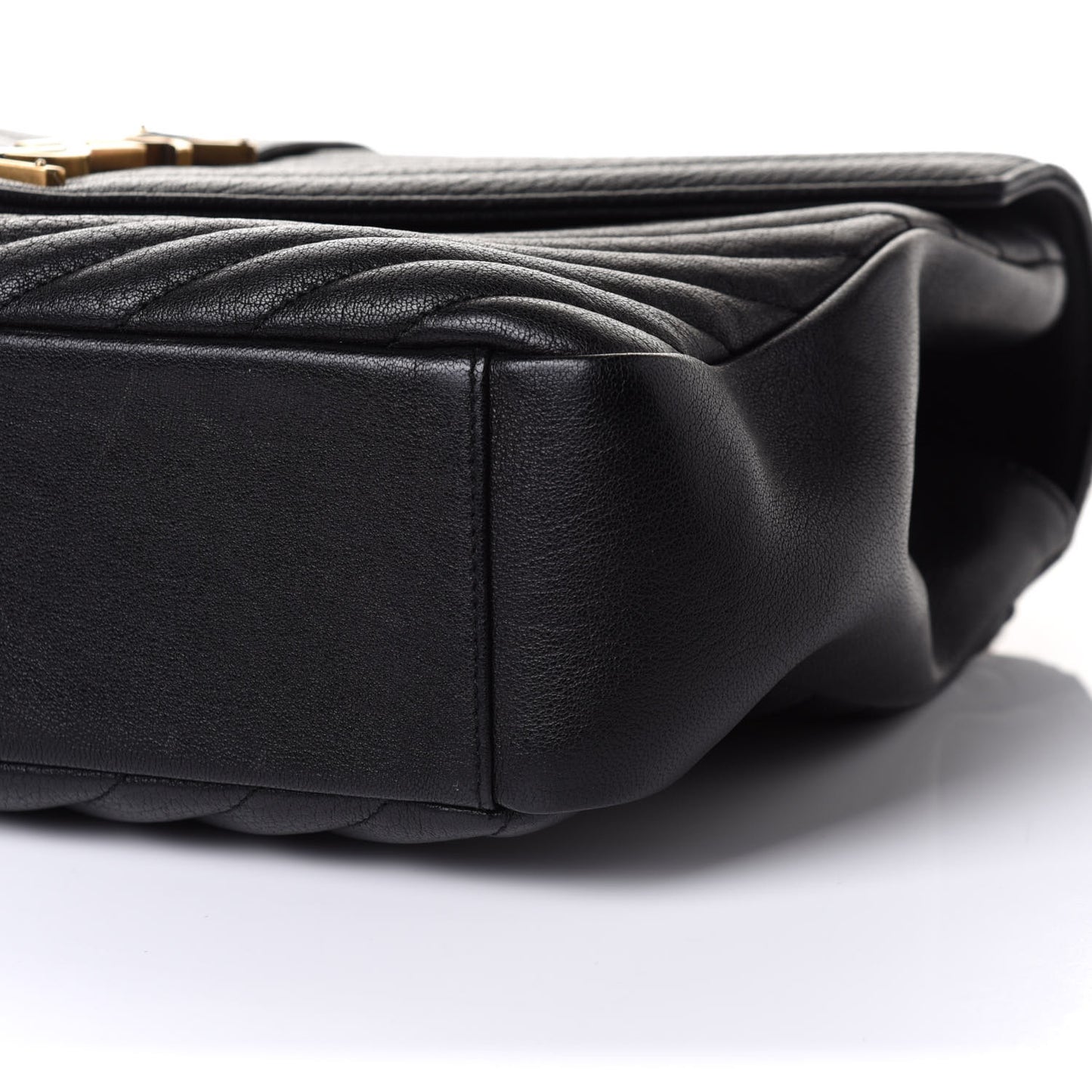 Sheepskin Matelasse Chevron Monogram Large College Satchel Black