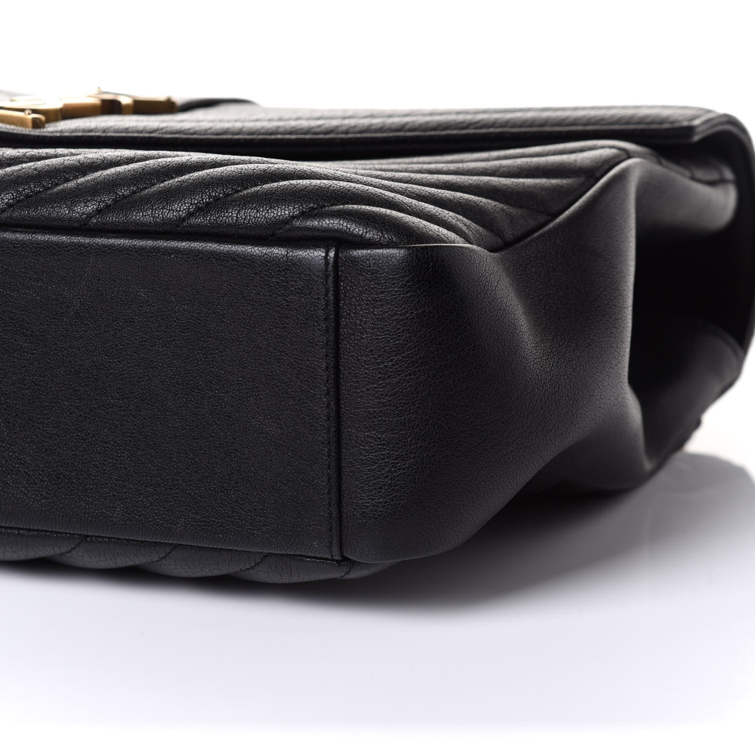 Saint Laurent Sheepskin Matelasse Chevron Monogram Large College Satchel Black 11 of 12