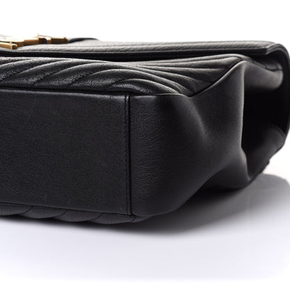 Saint Laurent Sheepskin Matelasse Chevron Monogram Large College Satchel Black 11 of 12