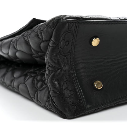 Louis Vuitton Lambskin Flower Quilted Twist Shoulder Bag GM Black 8 of 12