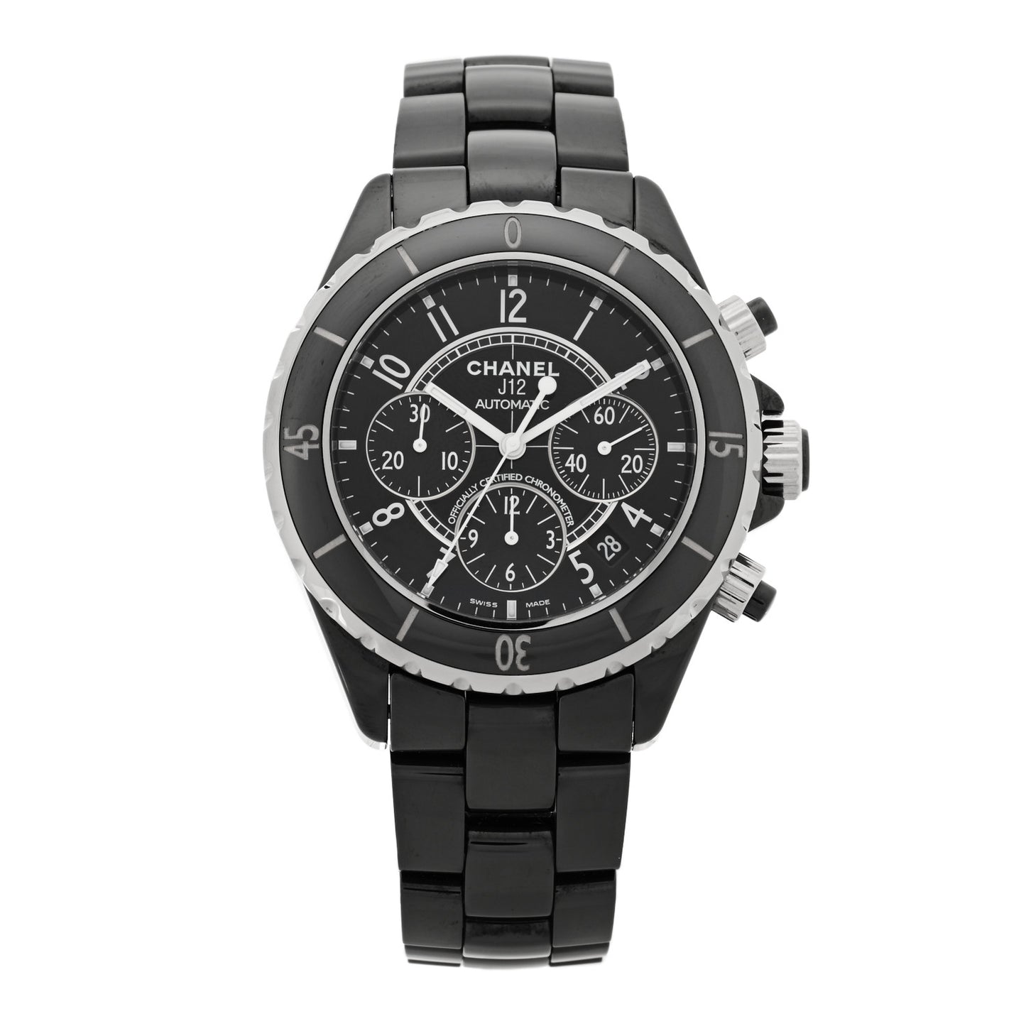 Stainless Steel Ceramic 41mm J12 Chronograph Automatic Watch Black